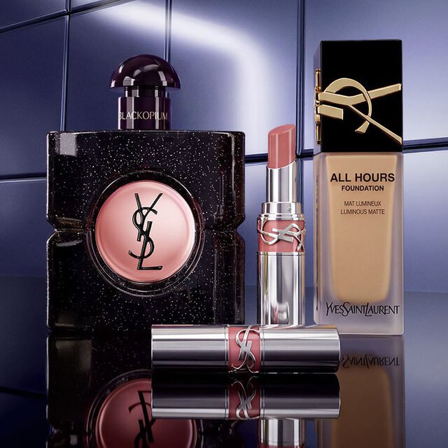 YSL Black Opium-parfum, lipstick en All Hours-foundation