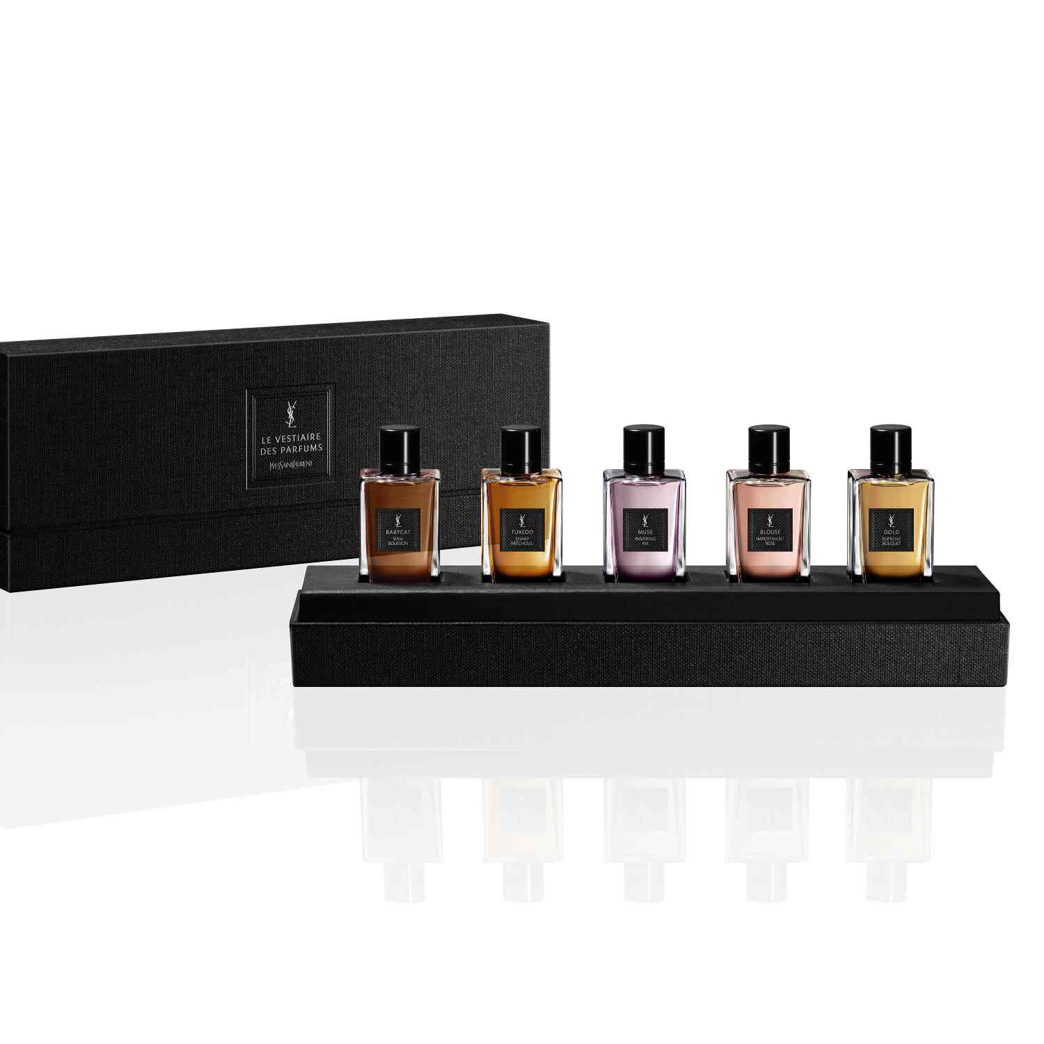 Yves Saint Laurent Le Vestiaire des Parfums geurset met vijf flacons en zwarte doos