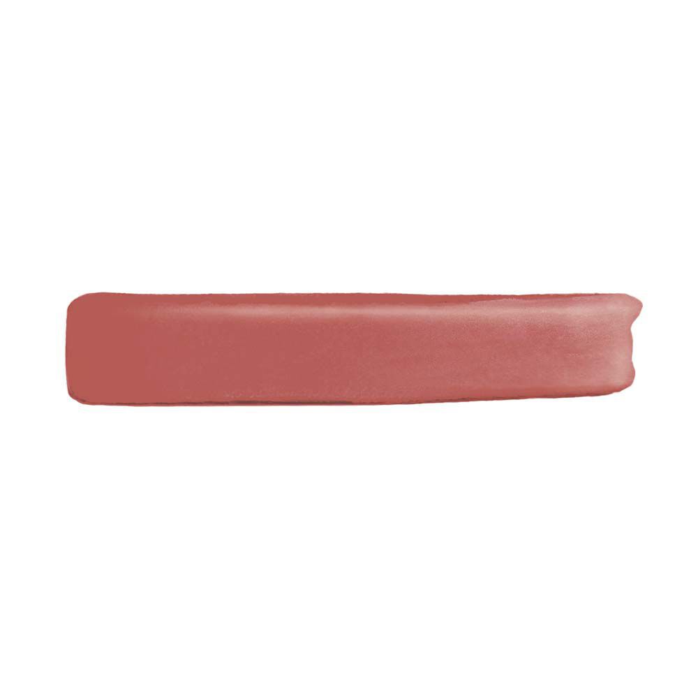 Een strakke, horizontale rechthoekige streep van YSL zacht-matte, fluweelzachte liquid lipstick tegen een effen witte achtergrond.