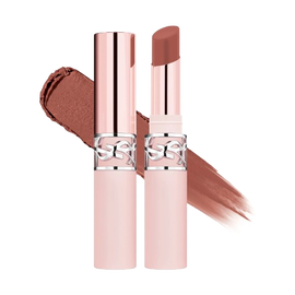 YSL LOVENUDE Lip Blusher, kleur 07 Illegaal Naakt. Pak van geopend en gesloten product met een proeflap.