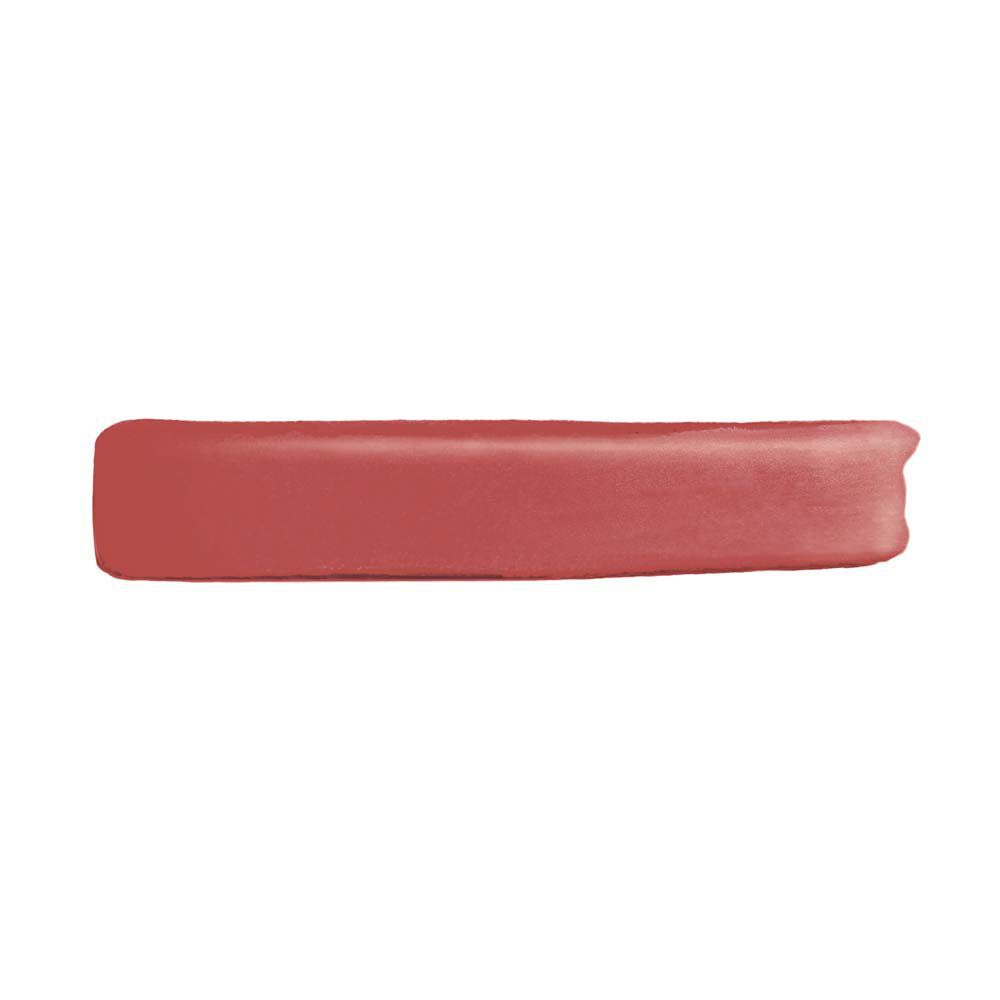 Een strakke, horizontale rechthoekige streep van YSL zacht-matte, fluweelzachte vloeibare lippenstift tegen een effen witte achtergrond.