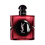 Black Opium Eau de Parfum Pink Glaze flacon in donkerroze lak
                        met een zwart middenstuk en het zilveren YSL Cassandre-logo.