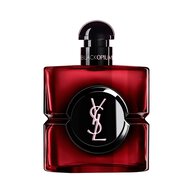 Black Opium Over Red-flacon in dieprode lak met een zwart hart en YSL-logo.
