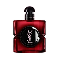 Black Opium Over Red-flacon in dieprode lak met een zwart hart en het YSL-logo.