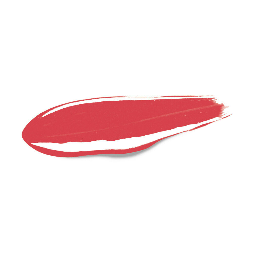 Een strakke, horizontale rechthoekige streep van YSL high-shine, vinylglanzende vloeibare lippenstift tegen een effen witte achtergrond.