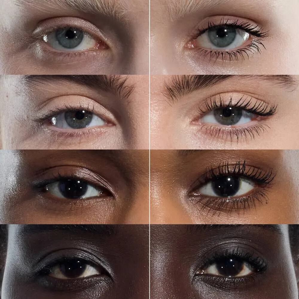 Modelleer voor en na het aanbrengen van YSL Lash Latex Mascara met gelifte wimpers.